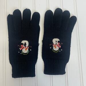 Vintage Sweater Gloves OSFA Snowman Black
